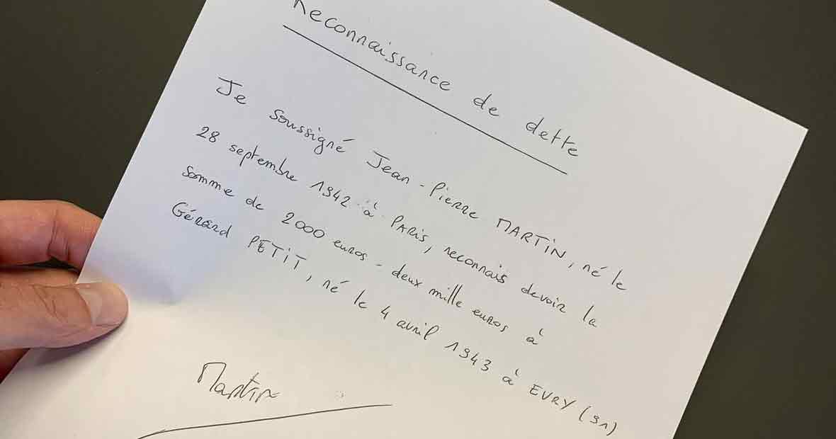 reconnaissance de dette